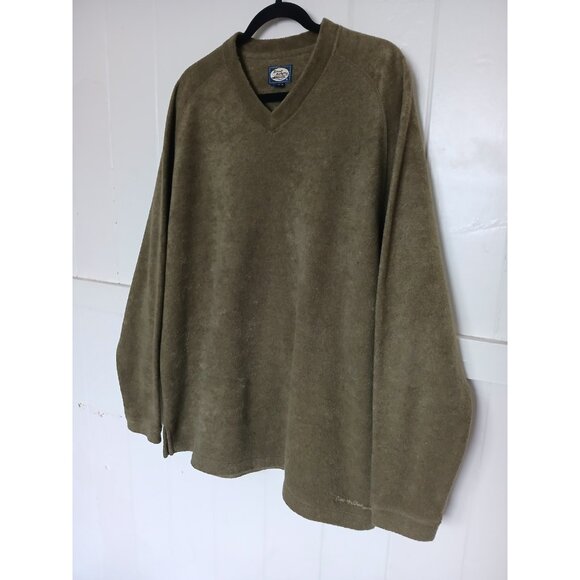 Tommy Bahama Terry V Neck Pullover Sweatshirt Mens L Olive Green Long Sleeve - Picture 1 of 9